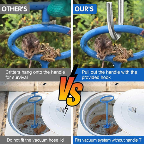 Blue Skimmer Basket Handle for Inground Pool, Removable Handle Design Pool Cleaning Equipment with Handle for Debris Removal (Blue- 2 Pack)...