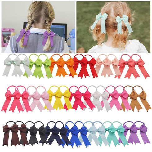 Yxiang Ponytail Bow Hair Ties with Bows, 40 Pack - Includes 20 Colors - Soft & Light Weight - Classic Bow Pattern - Perfect for Girls, School Kids...
