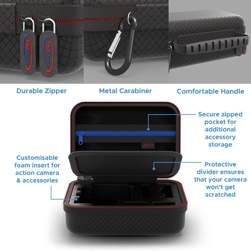 DigiCharge Action Camera Carrying Case for GoPro Hero12 Hero11 Hero10 Max Hero9 / DJI Osmo Action 3 / Hero8 HERO 12 11 Mini 10 9 8 FUSION Akaso EK...