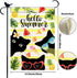 Black Cat Hello Summer Flag for Outside Burlap Hello Spring Summer Small Garden Flag 12.5 x 18 Double Sided Outdoor Holiday Porch Flags Seasonal D...