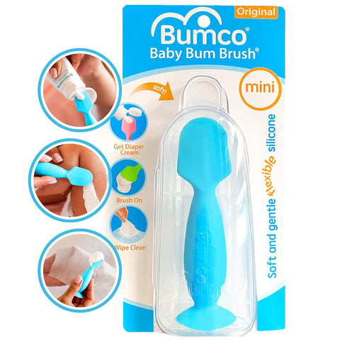 Bumco Mini Baby Diaper Cream Spatula with Case - BPA-Free Silicone Diaper Spatula with Suction Cup, Wipe-Clean Baby Bum Brush, Mom-Invented Butt P...