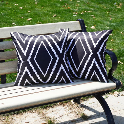 HOMFREEST Black and White Outdoor Pillow Covers 18x18 Waterproof Geometric Boho Pillows Patio Furniture Cushion Case Set of 2...