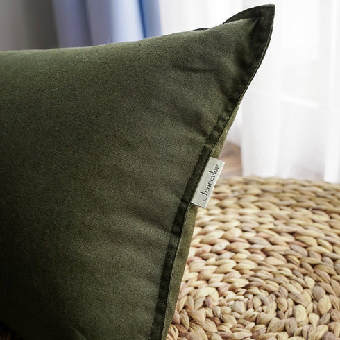 Jeanerlor Solid Cotton Linen Decoration Toss Throw Pillow Sham Cushion Case Special Pillow Cover Delicate Decorative Pillowcase for Bed/Chair/Couc...