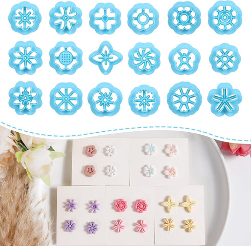 Mini Polymer Clay Cutters - 18 Pcs Clay Cutters for Polymer Clay Jewelry, Daisy Flower Polymer Clay Jewelry Cutters, Small Stud Earrings Polymer C...