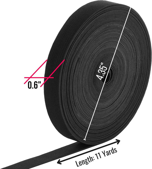 Mr. Pen- Elastic Band, 0.6", 11 Yards, Black, Elastic Band for Sewing, Black Elastic Band, Elastic Straps, Stretch Elastic for Sewing, Fabric Elas...
