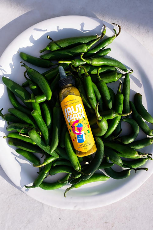 Heartbeat Hot Sauce x Laurent Dagenais Salsa Verde: Poblano Peppers, Pineapple, Tomatillos, Avocado Oil, Honey, Oregano, and Cilantro, 6 oz - Smal...