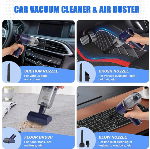 Car Vacuum Cleaner Cordless, Handheld Vacuum Cordless, 9000PA Suction 120W High Power Portable Vacuum Cleaner with Multi-nozzles and LED Light for...