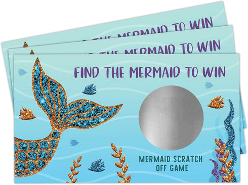 Mermaid Scratch Off Game - Mermaid Baby Shower Girls Birthday Party Activity - 28 Lottery Ticket Raffle Cards...