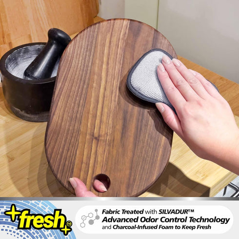 Fresh Regular Professional Microfiber Scrub-N-Wipe Sponge Pads, Fabric Treated with SILVADUR Advanced Odor Control Technology and Charcoal-Infused...