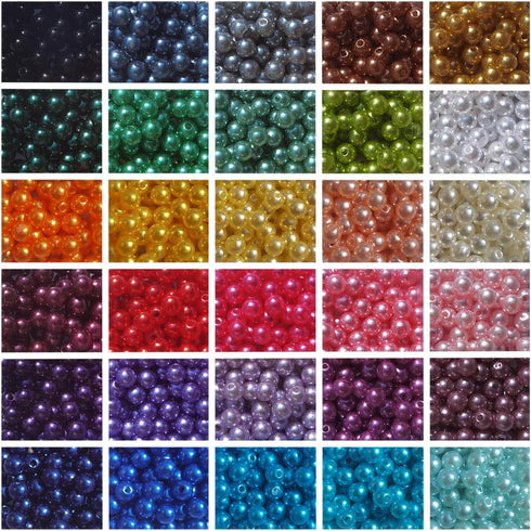 INSPIRELLE 1800 pieces 6mm Pearl Beads 30 Colors Plastic Spacers Beads for Jewelry Making and Crafting...