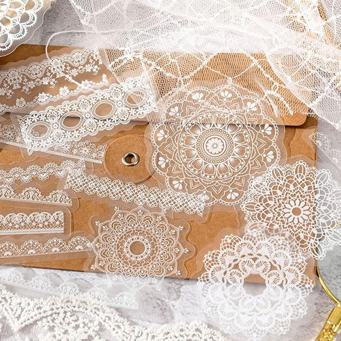 180 PCS Scrapbook Stickers Vintage Cutout Lace Scrapbooking Sticker Floral Embossed Paper of Shadows Journaling Sticker Supplies for Junk Journal ...