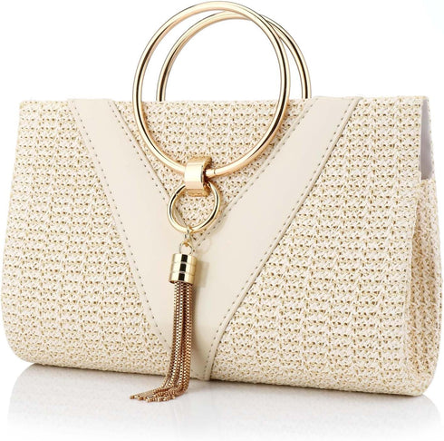 YYW Summer Beach Straw Evening Bag,Straw Clutch Purse Straw Handbag Shoulder Bag Top-handle Bag...