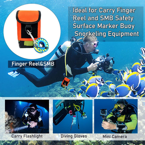 Scuba Gear Mesh Bag Surface Marker Buoy Scuba Case Diving Pouch Snorkeling Bag Finger Reel SMB Mesh Storage Pocket for Snorkeling Diving Equipment...