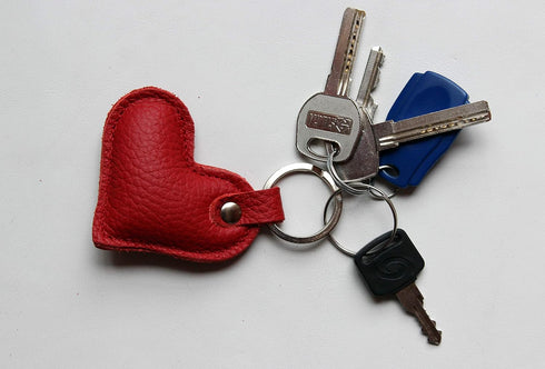 Leather Heart Keychain Bag Charm Key Fob Car Accessories for Women Gift...