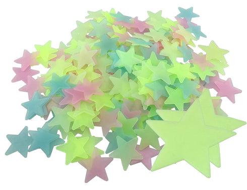 200PCS 1.2" Glow in The Dark Luminous Stars Fluorescent Noctilucent Plastic Wall Stickers Decals for Home Ceiling Wall Baby Kids Bedroom (Multi-Co...