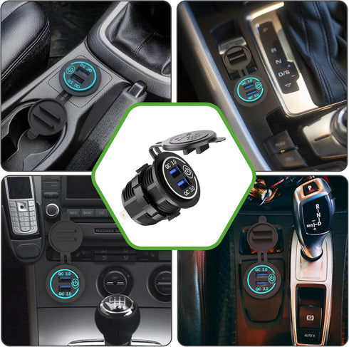 10L0L Universal Quick Charge 3.0 Dual USB Charger Socket for Car Truck Golf Cart UTV ATV Boat, Waterproof USB Charging Port, 12V Input......