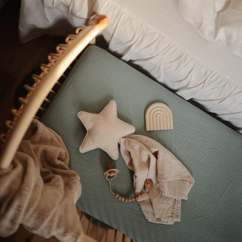 mushie Star Security Blanket | Baby Lovey | 100% Organic Muslin Cotton (Fog)...