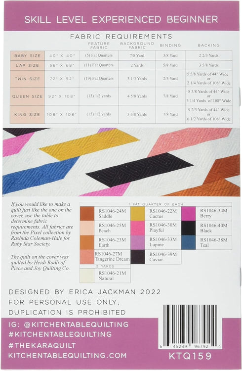 Kitchen Table Quilting The Kara Quilt Pattern, Multi...