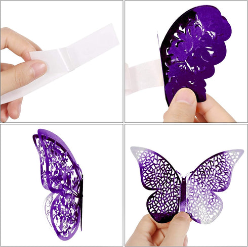 72 Pieces 3D Butterfly Wall Decals Sticker Wall Decal Decor Art Decorative Sticker 3 Sizes for Room Home Nursery Classroom Offices Kids Girl Boy B...