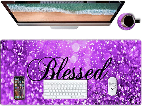 Desk Pad, Gaming Mouse Pad Extended Mouse Mat with Stitched Edge, AUOX Large Mousepad XL 31.5" x 11.8" Non-Slip Rubber Base Keyboard Pad for Lapto...