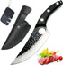 Viking Knife Hand Forged Boning Knife with Sheath & Pocket Knife Sharpener High Carbon Steel Meat Caveman Knife Multipurpose Chef Knives for Campi...