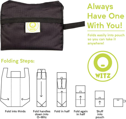 O-WITZ Reusable Grocery Bags | Vibrant Tote Bag For Groceries, Gym, Beach Gear, Toys & More | Washable Design With Large Handles For Maximum Conve...