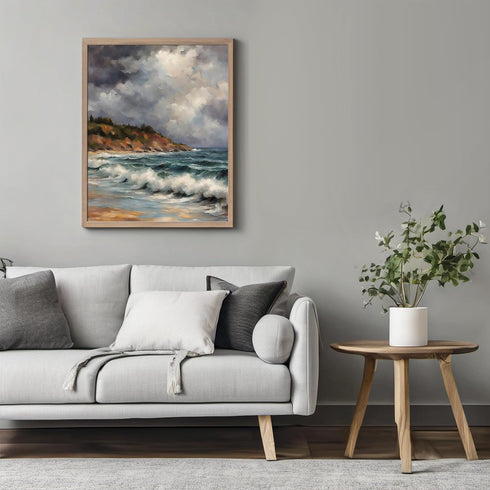 Posterizer 1 pcs- sea and beach themed oil painting style print 8-Landscape & Nature Art-Floral Botanical Art- Decor for Home & Office- unframed w...