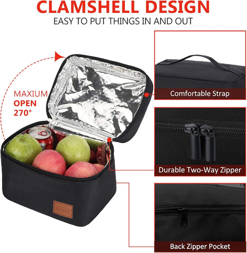 Aosbos Lunch Box Bag for Men Women Insulated Cooler Bags Thermal Bags LunchBag for Food Containers Meal Prep Organizer Adult Lunch Bags for Bento ...