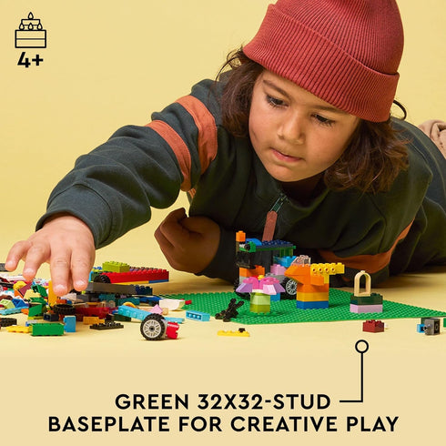 LEGO Classic Green Baseplate, Creative Toy for Back to School, Square 32x32 Stud Foundation to Build and Display Brick Creations, Great for Grassy...