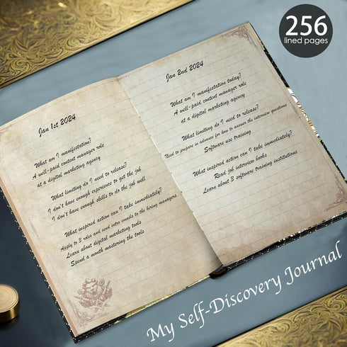Elegent Hardcover Journal, 5"x7" Lined Notebook, Gilded Mosaic Dragon Art, 256 Deco Pages, Fantasy Journal Gift suitable as Personal Diary, Readin...