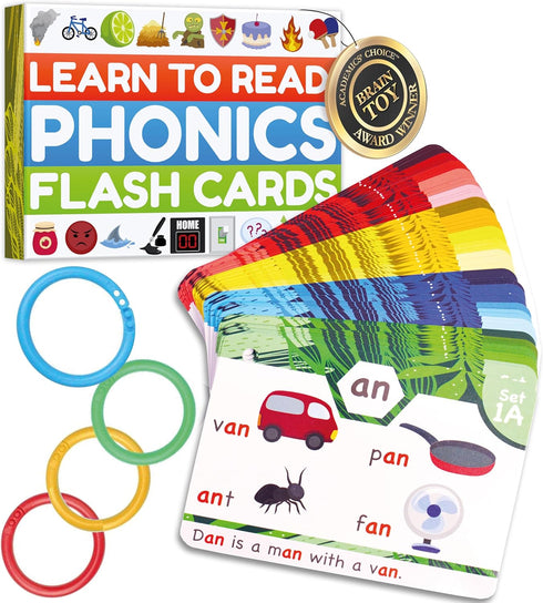 Phonics Flash Cards - Learn to Read in 20 Stages - Digraphs CVC Blends Long Vowel Sounds - Games for Kids Ages 4-8 Kindergarten First Second Grade...