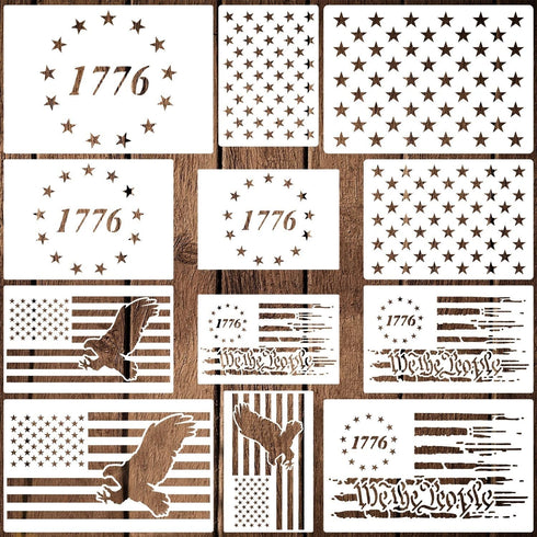 American Flag Stencil, 50 Star Stencils 13 Stars 1776 Templates for American Flag Wood Burning Spray Painting Drawing Craft Projects (Large)...