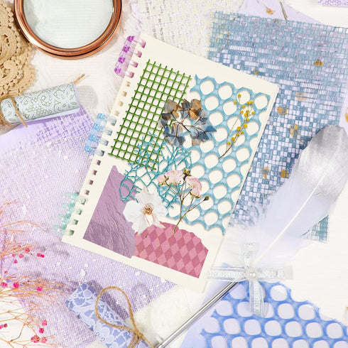 90 Pieces Scrapbook Paper Textured Paper, Handmade Snow Dot Mesh Fabric Mix Special Papers Morandi Craft Paper Sheets for Card Making Junk Journal...
