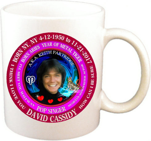 David Cassidy 70's Singer Cup + Magnet + Pin, Astrology Aries Zodiac Metal Tiger...