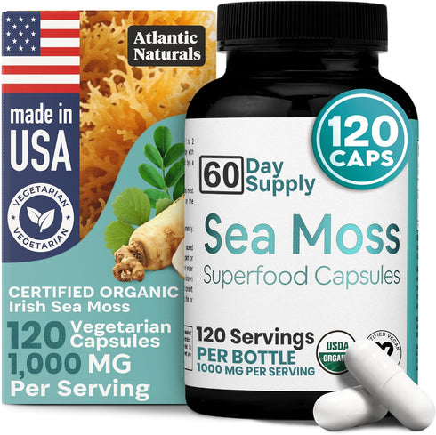 Atlantic Naturals Sea Moss Capsules with Moringa, Ashwagandha, Black Seed Oil, Ginger & Ginseng – Atlantic Sea Moss Supplements for Men and Women ...