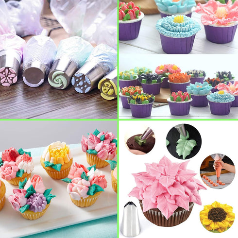 Suuker 27 Pcs Russian Piping Tips Set, Cake Decorating Tips Baking Supplies for Cupcake Cookies Birthday Party (12 Icing Tips 10 Pastry Baking Bag...