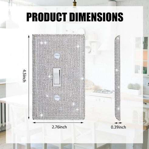 Silver Bling Rhinestones Single Toggle Switch Light Switch Cover Plates Decor Cute Sparkling Wall Plates For Home Bedroom Kitchen Outlet Covers De...