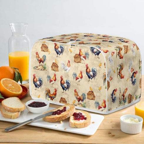 Vintage Rooster Toaster Protection Cover for Standard 2 Slice Toaster Kitchen Bakeware Bread Maker Covers Kitchen Appliance Bread Maker Protection...