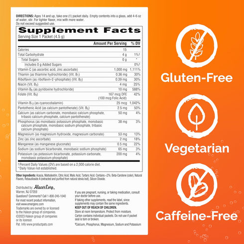 Emergen-C Zero Sugar 1000 mg Vitamin C Powder for Daily Immune Support Caffeine Free Vitamin C Supplements with Zinc and Manganese, B Vitamins and...