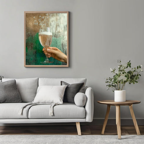 Posterizer 1 pcs-bubbly champagne-food and drinks poster-Kitchen & Bar Art Gift for Men Women Teens Art for Cafe, Restaurant, Coffee Bar - unfram...