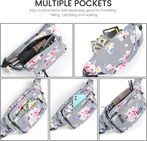 Fanny Packs For Women & Men Waist Pack Hip Bum Bag with Multi-Pockets Large Capacity Waterproof , for Disney Traveling Casual Cycling Running Hiki...