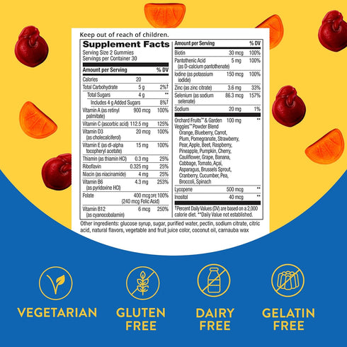 Alive! Men's Gummy Vitamin, Complete Multi-Vitamin Supplement with Orchard Fruits/Garden Veggies Blend of Powder/Juice/Extract, 60 Gummies....