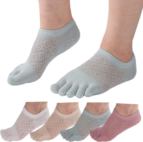Women's Toe socks Cotton Lightweight No Show Five Fingers Running Socks 4 Pack...