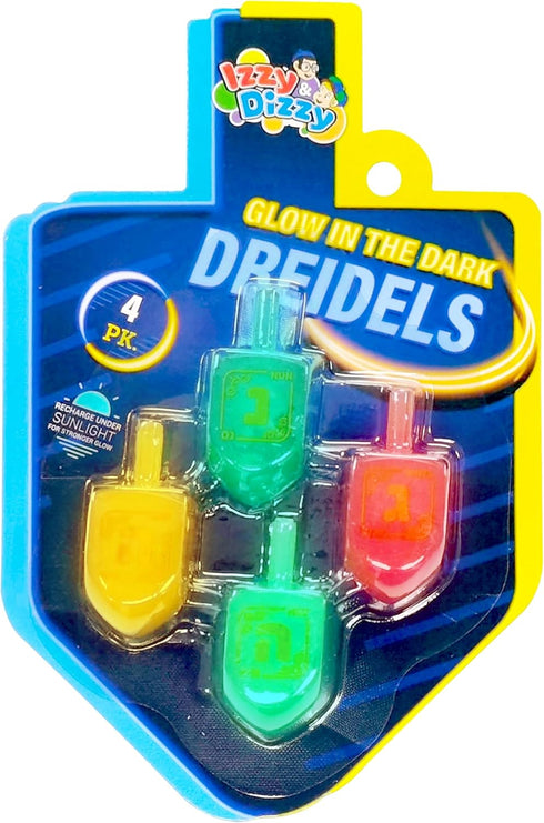 Izzy 'n' Dizzy Hanukkah Dreidels - Glow in The Dark Dreidel - 4 Pack Medium...