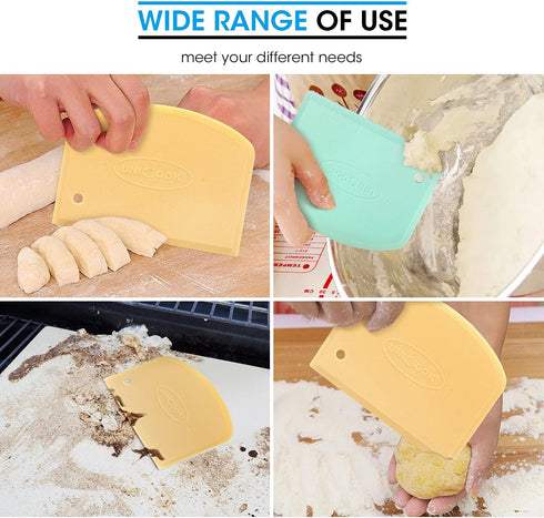 Unicook Dough Scraper, Flexible Bowl Scraper, Nonslip Bench Cutter with Measurement, Pastry Chopper, Multipurpose Kitchen Tool for Dough, Pastry, ...