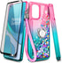 NZND OnePlus Nord N200 5G Case with Tempered Glass Screen Protector (Maximum Coverage), Ring Holder/Wrist Strap, Sparkle Glitter Flowing Liquid Wo...