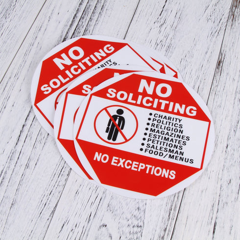 3 Set No Soliciting Sticker Static Cling Decal Inside Outside Window 6 x 6 Inch Removable and Reusable...