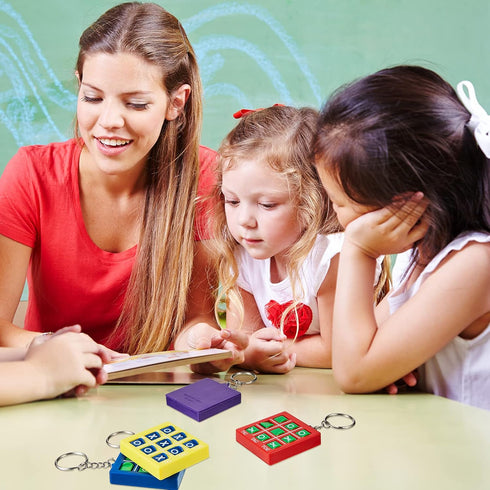 Hicarer Tic Tac Toe Keychain for Kids Ages 8-12 Party Favors Plastic Keyholders for Mini Backpack Clip Birthday Party (Red, Blue, Yellow, Purple,8...