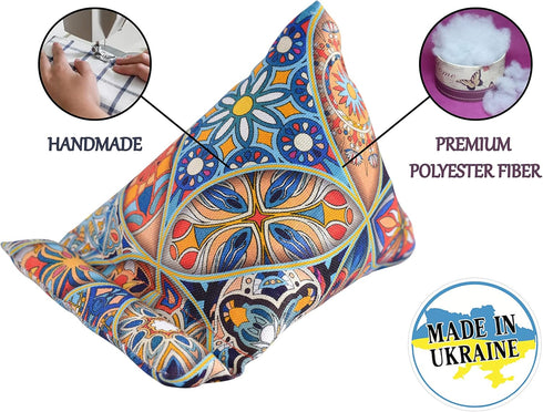 Handmade Phone Pillow Holder - The Wedge Mobile Device Stand - Fabric Phone Stand for All iPhones, All Smartphones! 7 x 6.1 x 5.5 Inches (Manisa)...