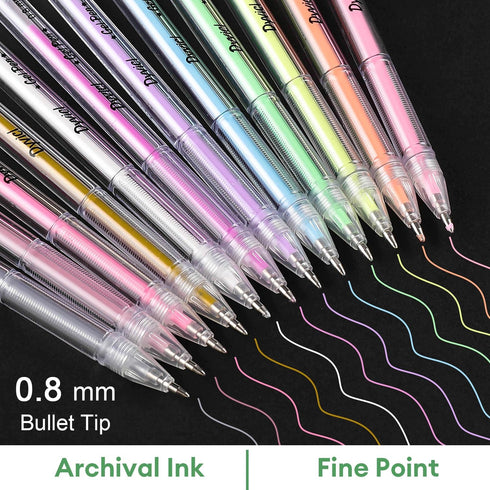 Dyvicl Highlight Color Pens, 0.8 mm Fine Point Pens Gel Ink Pens for Black Paper Drawing, Sketching, Illustration, Adult Coloring, Journaling, Set...